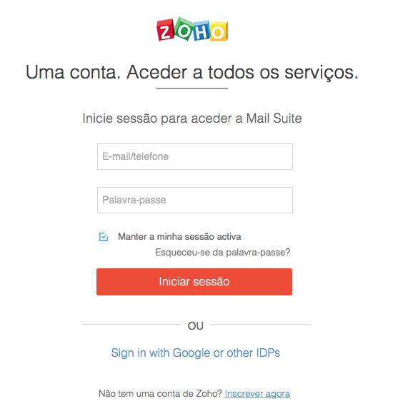 Zoho mail entrar minha conta